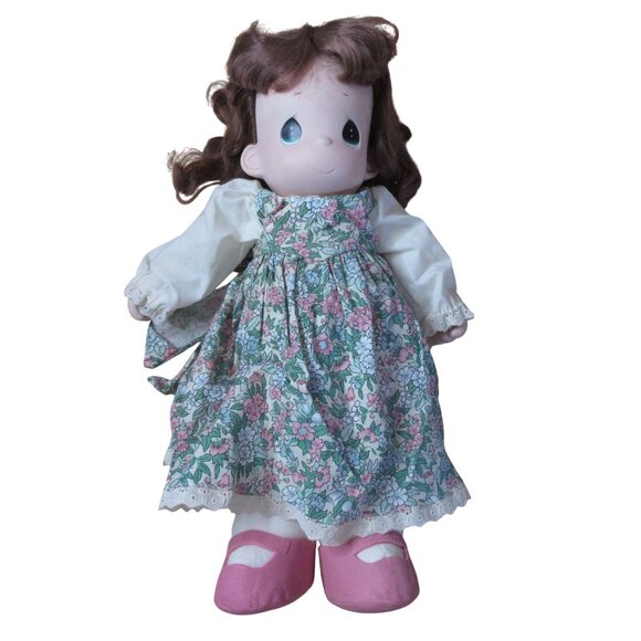 Precious Moments 16" Doll - Green Floral Dress Pink Shoes - Picture 1 of 6